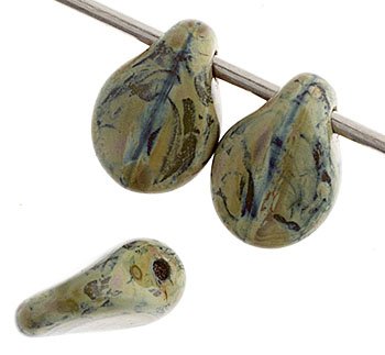 69, 5x7mm Opaque Olivine Travertine Pip Beads