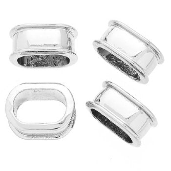 4, 14x9x6mm Silver Global Chic Oval Channel Beads