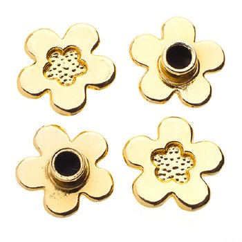 4, 22mm Gold Global Chic Button Flowers