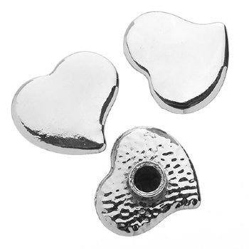 3, 24x21mm Rhodium Global Chic Heart Buttons