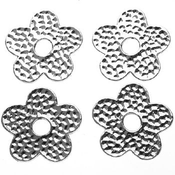 4, 29mm Rhodium Global Chic Hammered Flower Sliders