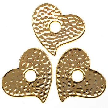 3, 33x30mm Gold Global Chic Hammered Heart Sliders