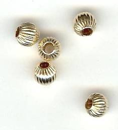 GF1070 5, 4mm Gold Filled Pleated Round Beads
