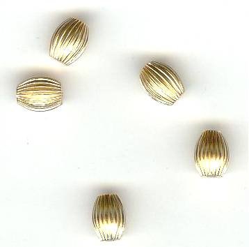 GF1620 5, 6x4mm Gold Filled Pleated Oval Beads