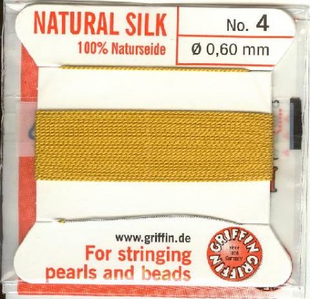 2 Meters of #4 Amber Griffin Silk Cord with Fixed Needle