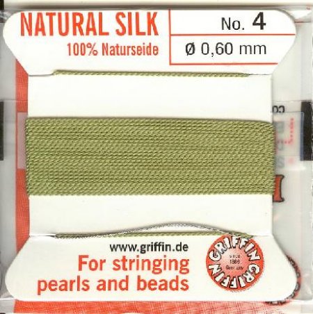 2 Meters of #4 Jade Griffin Silk Cord with Fixed Needle