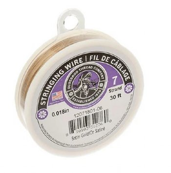 30 Feet of 7 Strand .018 inch Stainless Steel Satin Gold Gudebrod Stringing Wire