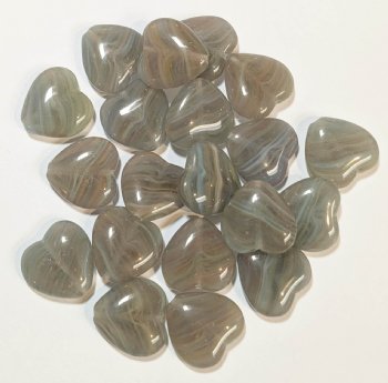 20 15mm Smoke Grey and Green Marble Hearts
