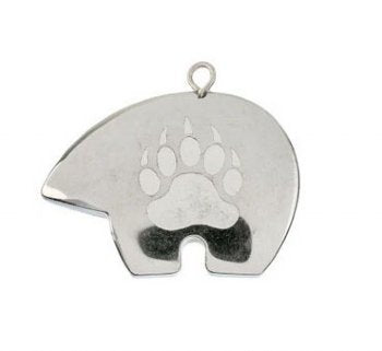 1, 20x28mm Rhodium Plated Hematite Bear Pendant