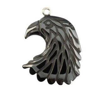 1, 35x25mm Hematite Eagle Head Pendant