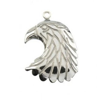 1, 35x25mm Rhodium Plated Hematite Eagle Head Pendant