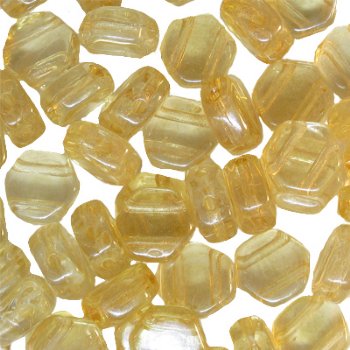 30, 6mm Transparent Crystal Champagne Czech Glass Two Hole Hexx Beads