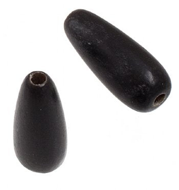 16 Inch Strand 15x6mm Black Horn Teardrop Worked on Bone Beads