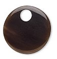 1, 25mm Round Black Worked On Bone / Horn Pendant