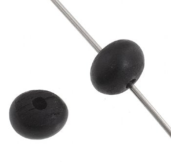 16 Inch Strand 6 to 7mm Black Horn Rondelle / Spacer Worked on Bone Beads