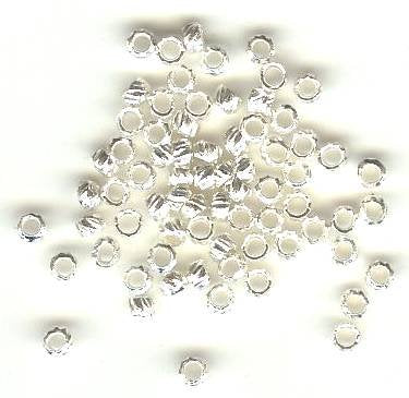 100 2.5mm Ridged Silver Crimps
