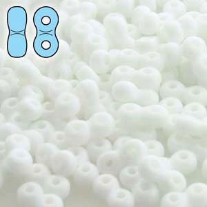 10 grams 3x6mm Opaque White Infinity Beads