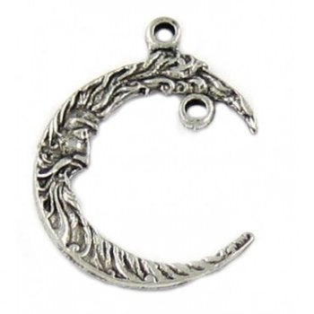 1 27x21mm Antique Silver Man In The Moon Pendant with Loop