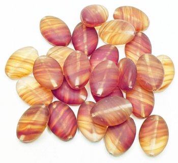 25 16x11mm Matte Red Topaz Marble Flat Oval Glass Beads
