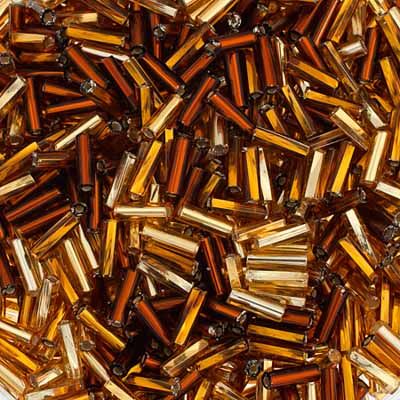 50 Grams of #3 Silver Lined Topaz Mix Twisted Bugle Beads