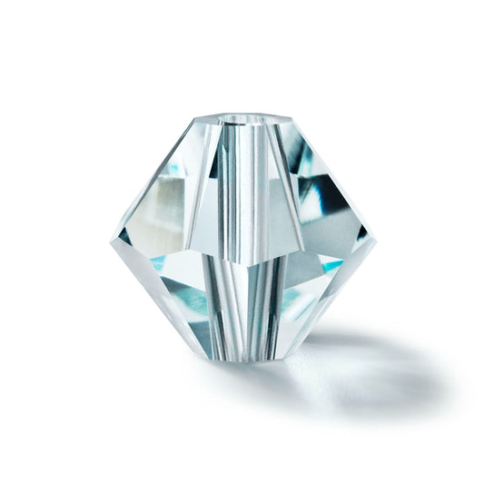 25, 6mm Silver Aquamarine Preciosa Rondell / Bicone Beads