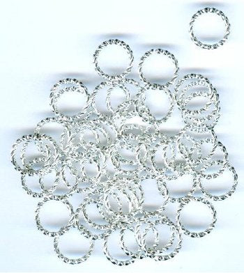 50 10mm Twisted Silver Plated Jump Rings