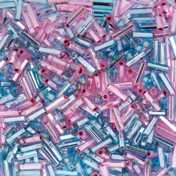 19 gram Vial of #3 Silver Lined Unicorn Mix Bugle Beads