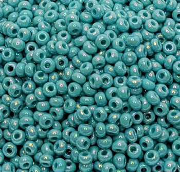 50 Grams of 8/0 Opaque Green Turquoise AB Seed Beads