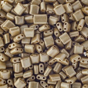 10 Grams 5x5mm Gold Metallic Dyed Two Hole Karo Beads