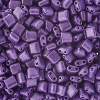 10 Grams 5x5mm Violet Chalk Metallic Dyed Two Hole Karo Beads