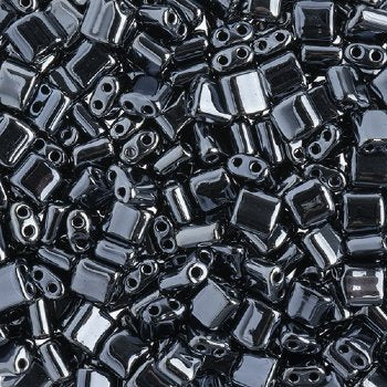 10 Grams 5x5mm Metallic Gunmetal Two Hole Karo Beads