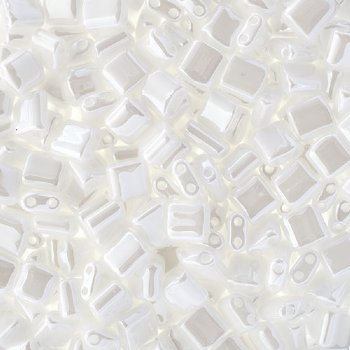 10 Grams 5x5mm Opaque White Lustre Two Hole Karo Beads