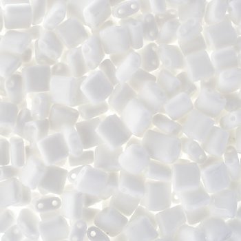 10 Grams 5x5mm Opaque White Two Hole Karo Beads