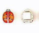 1 13x11mm Silver with Orange/Yellow Ladybug Slider