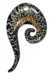 1 70x40mm Green, Topaz, and Silver Foil Swirl Drop Pendant