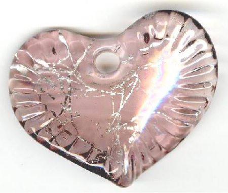 1 45x39mm Twisted Light Amethyst and Silver Foil Heart Pendant