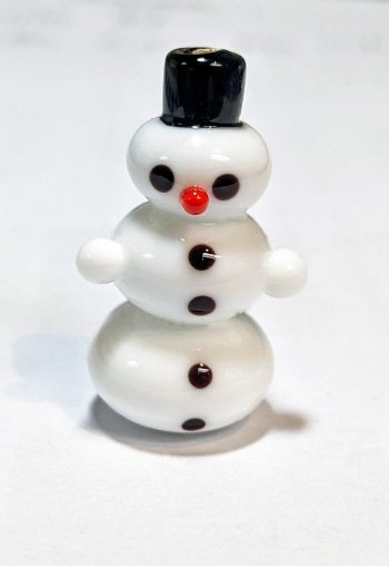 1, 25mm Lampwork Snowman Bead