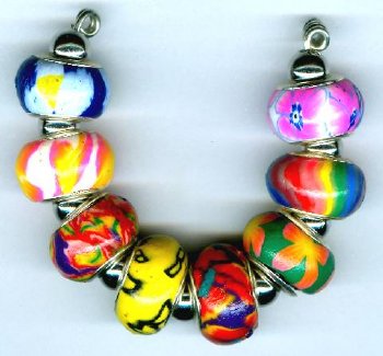 Strand of 8 13x9 Pandora Style Polymer Beads