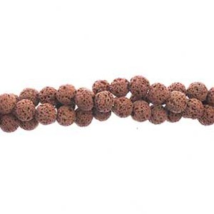 8 Inch Strand of 6mm Round Cinnamon Rust Lava Stone Beads