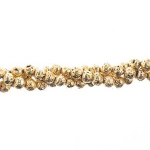 8 Inch Strand of 6mm Round Light Gold Lava Stone Beads