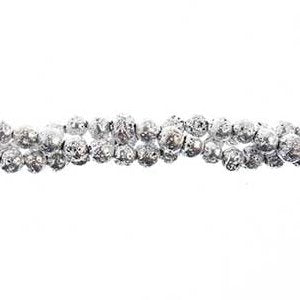 8 Inch Strand of 6mm Round Silver Lava Stone Beads