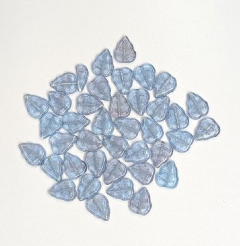 40, 14x10mm Transparent Light Montana Leaf Beads