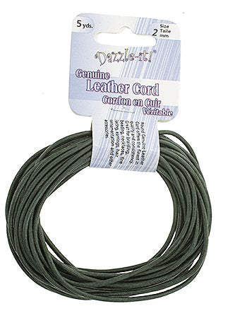 5 yards of 2mm Metallic Dark Olive Leather Cord