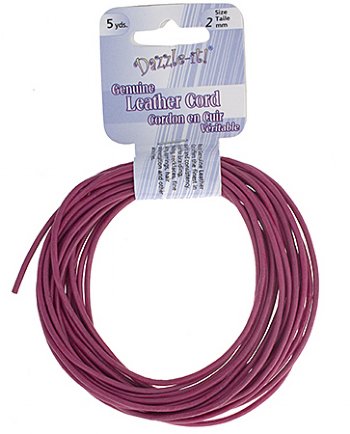 5 yards of 2mm Pink Leather Cord