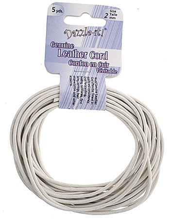 5 yards of 2mm White Leather Cord