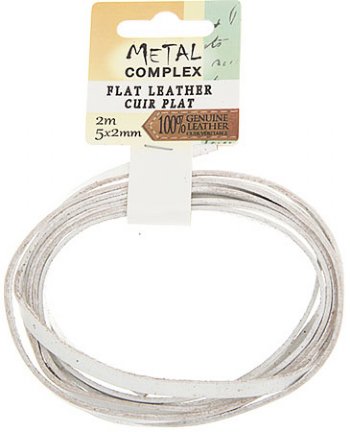 2m of 5x2mm White Flat Leather Lacing by Metal Complex