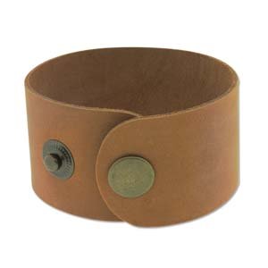 1.5 Tan Leather Cuff Bracelet with Brass Snaps