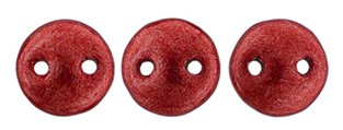 50 6mm Cherry Tomato Saturated Metallic Two Hole Glass Lentil Beads