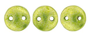 50 6mm Lime Punch Saturated Metallic Two Hole Glass Lentil Beads