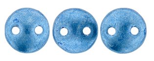 50 6mm Little Boy Blue Saturated Metallic Two Hole Glass Lentil Beads